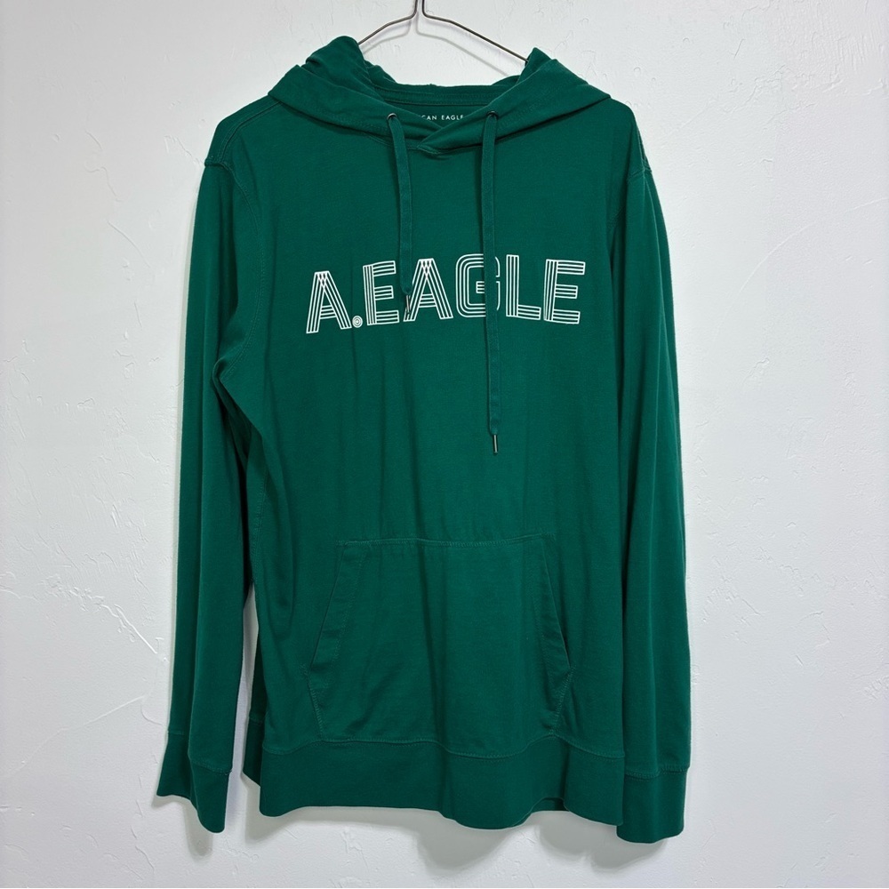American Eagle Standard Fit Men's Green Hoodie Long Sleeve Shirt Medium